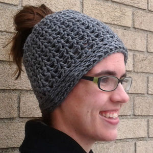 Grey Messy Bun Hat w/Clip-On Bow - MADE TO ORDER